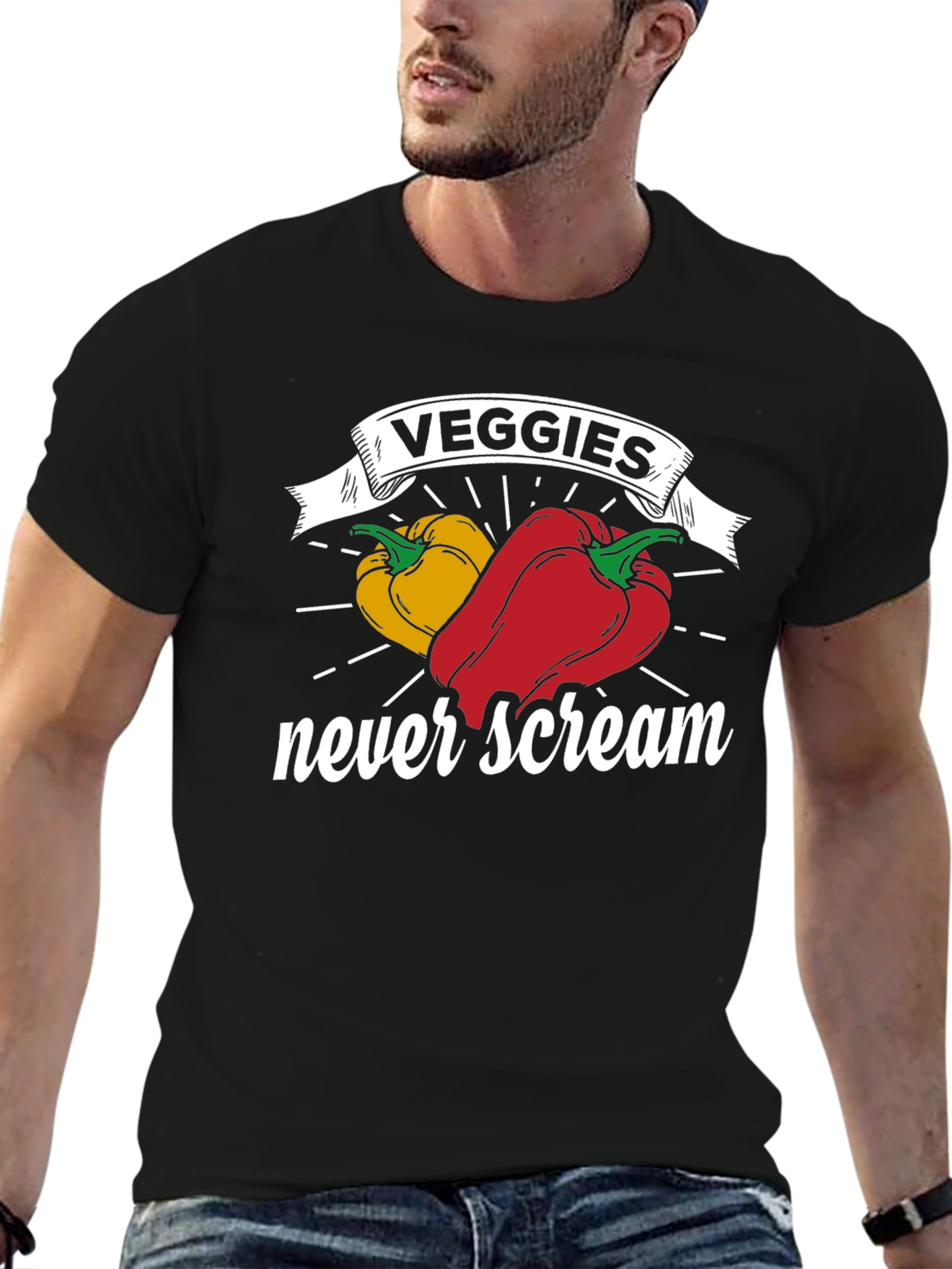 Veggies Never Scream Graphic Tee - Unisex Black T-Shirt