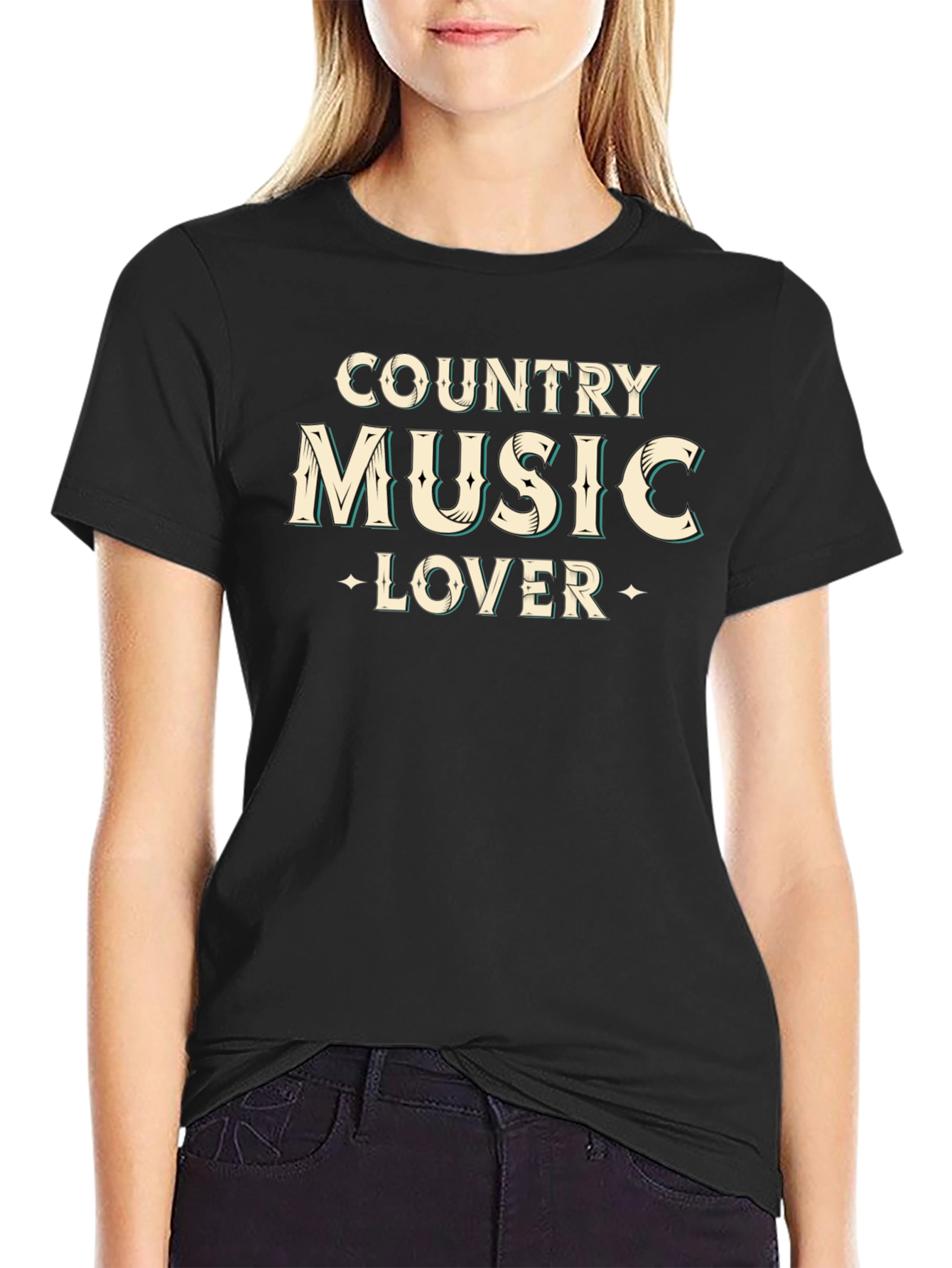 Country Music Lover Black Graphic Tee