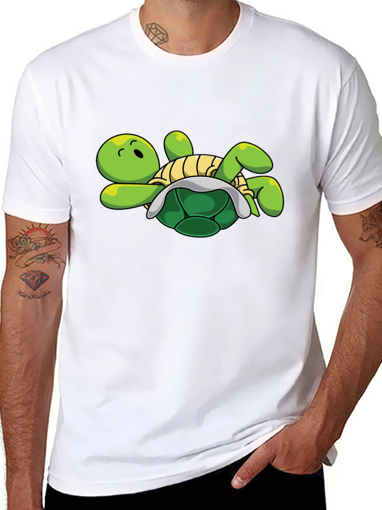Cartoon Turtle Graphic Tee - Relaxed Fit