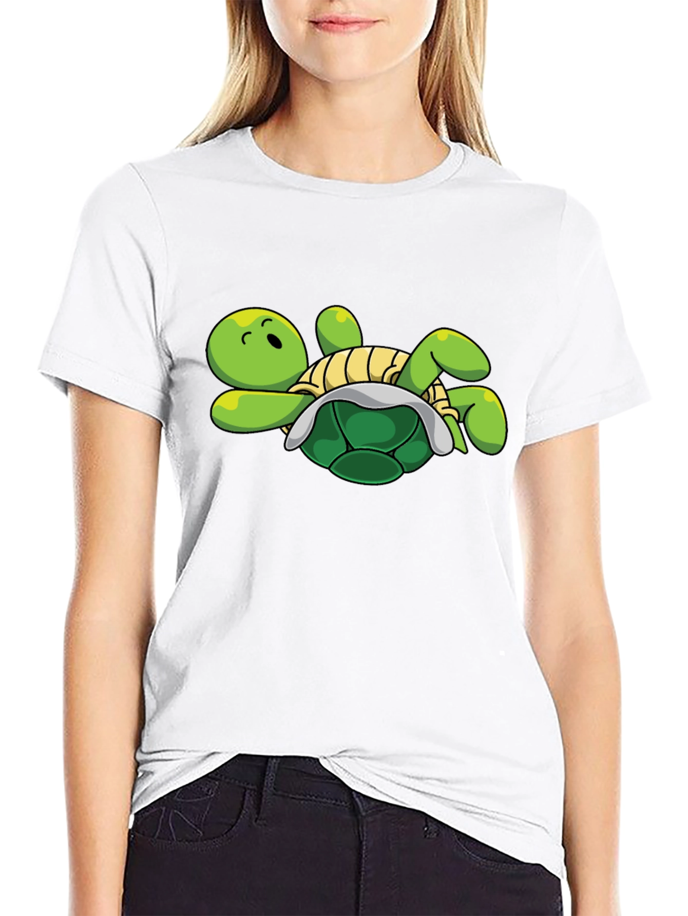 Cartoon Turtle Graphic Tee - Relaxed Fit