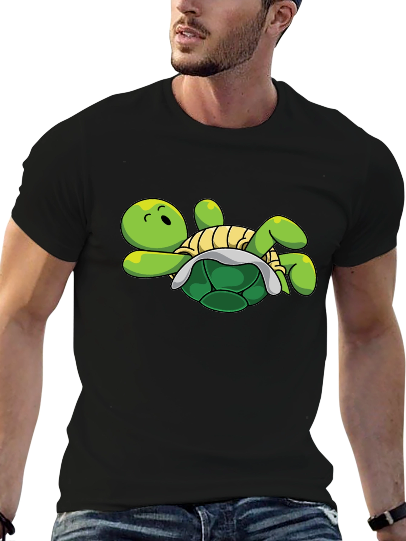 Cartoon Turtle Graphic Tee - Relaxed Fit