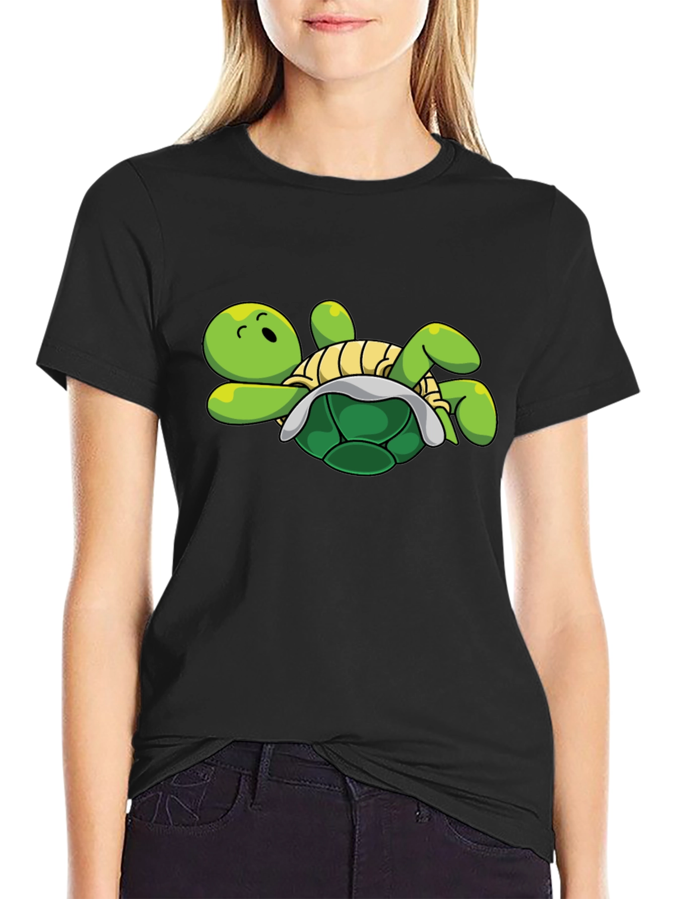 Cartoon Turtle Graphic Tee - Relaxed Fit