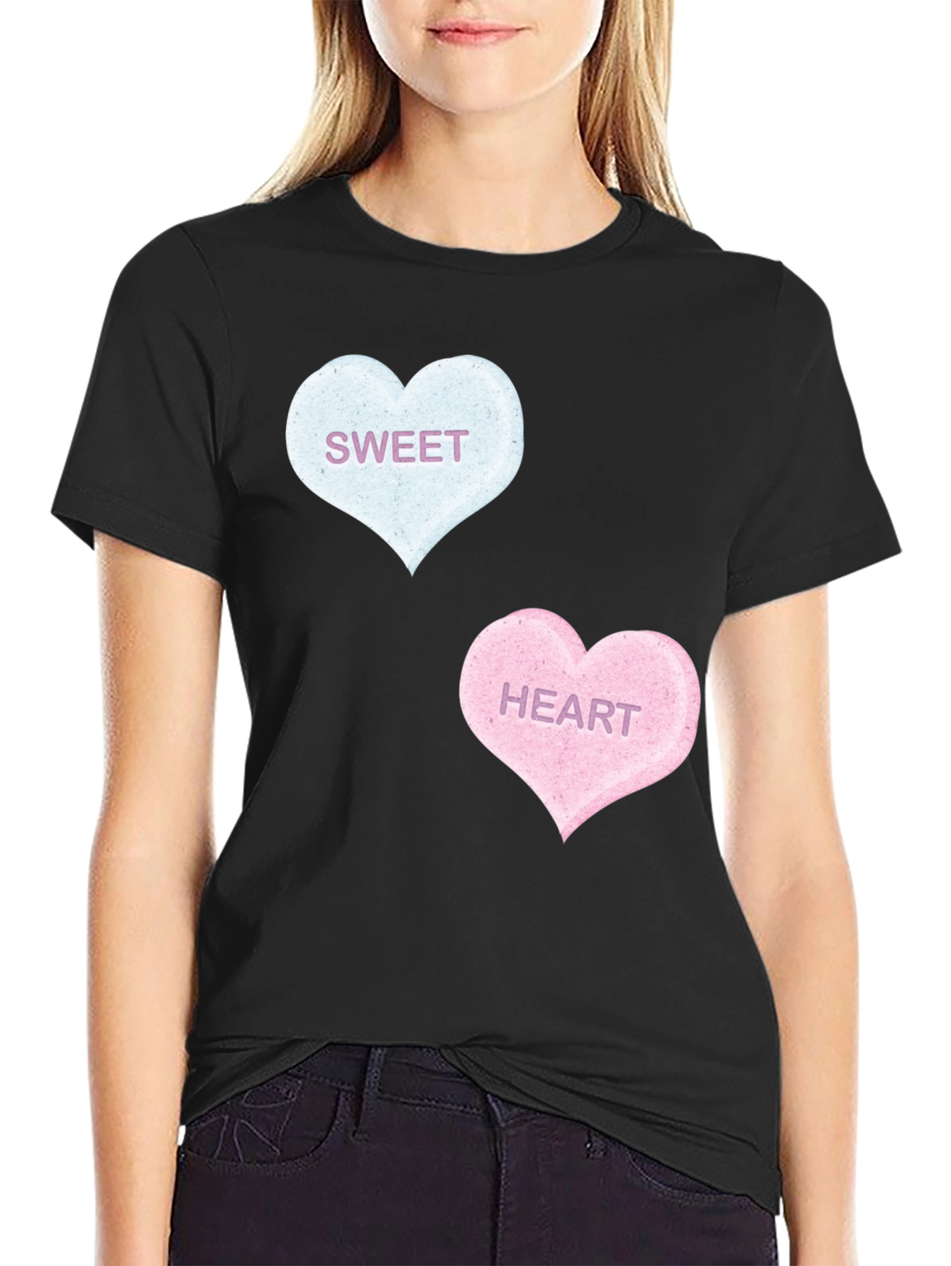 Sweet Hearts Graphic Tee - Black