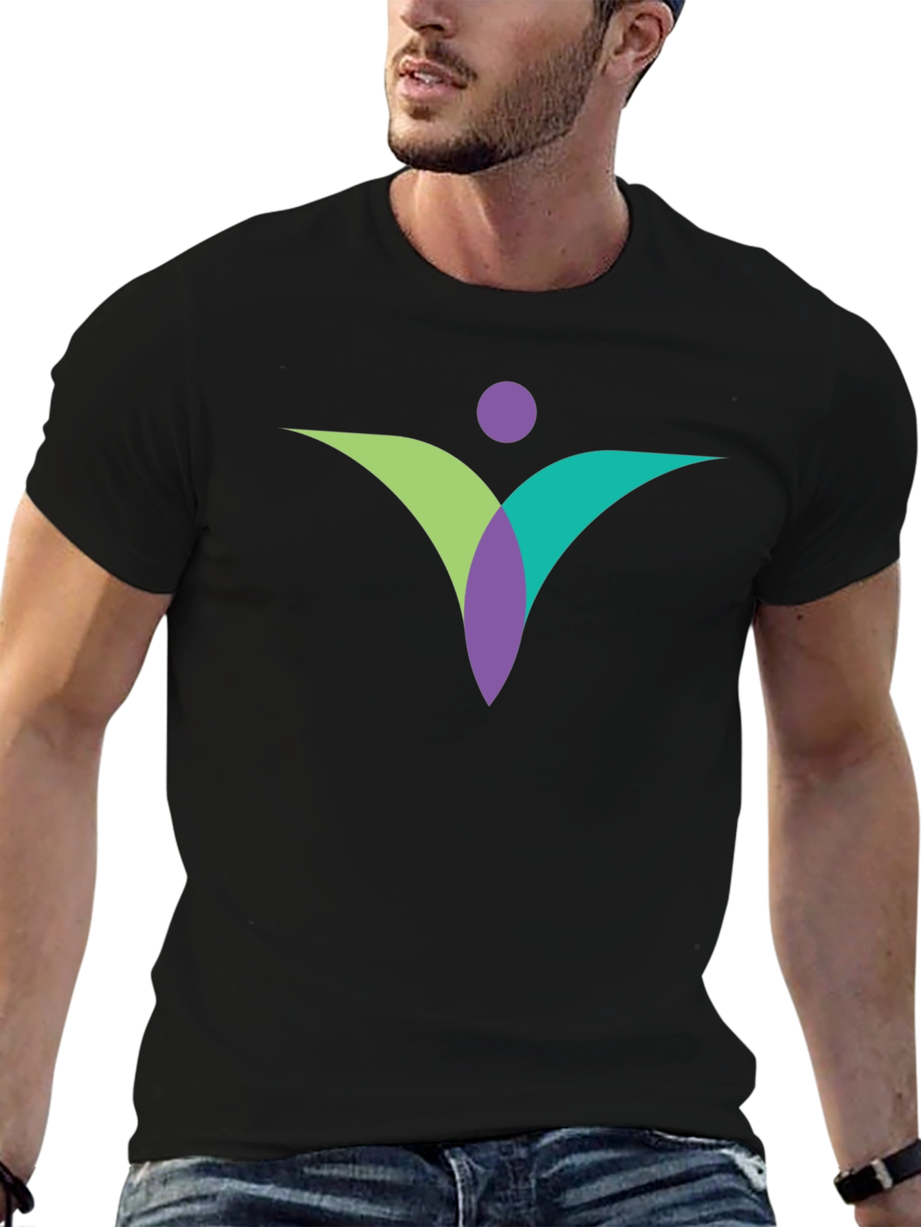 Modern Abstract Graphic Tee - Black