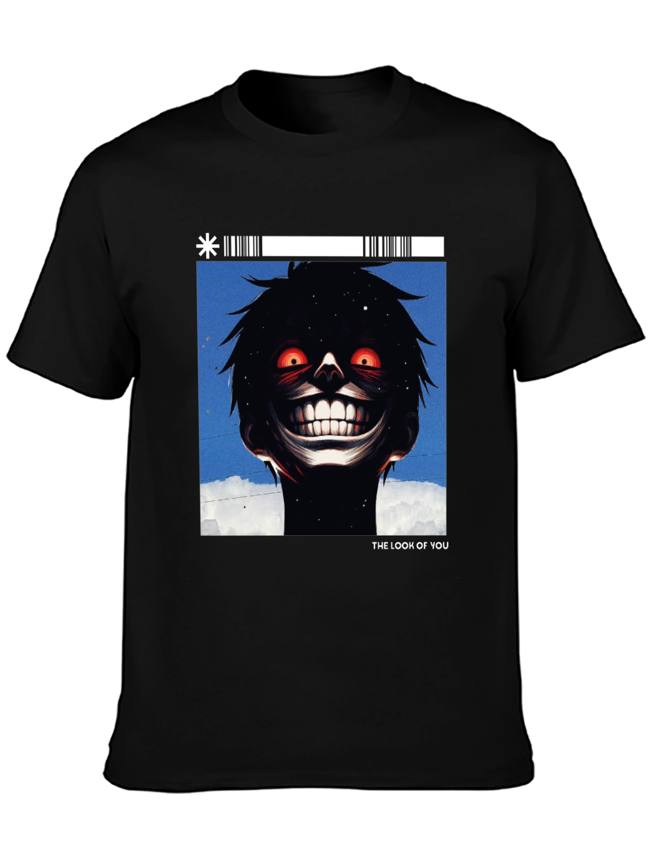 Creepy Smile Graphic Tee - Black Cotton T-Shirt