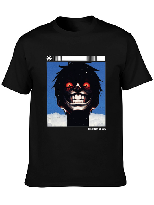Creepy Smile Graphic Tee - Black Cotton T-Shirt
