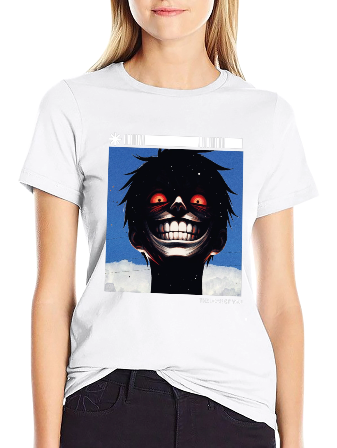 Creepy Smile Graphic Tee - Black Cotton T-Shirt