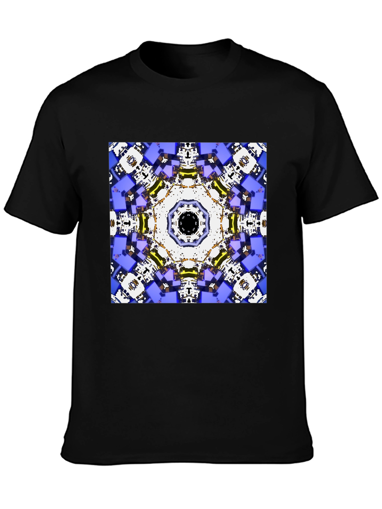 Geometric Kaleidoscope Print Black T-Shirt