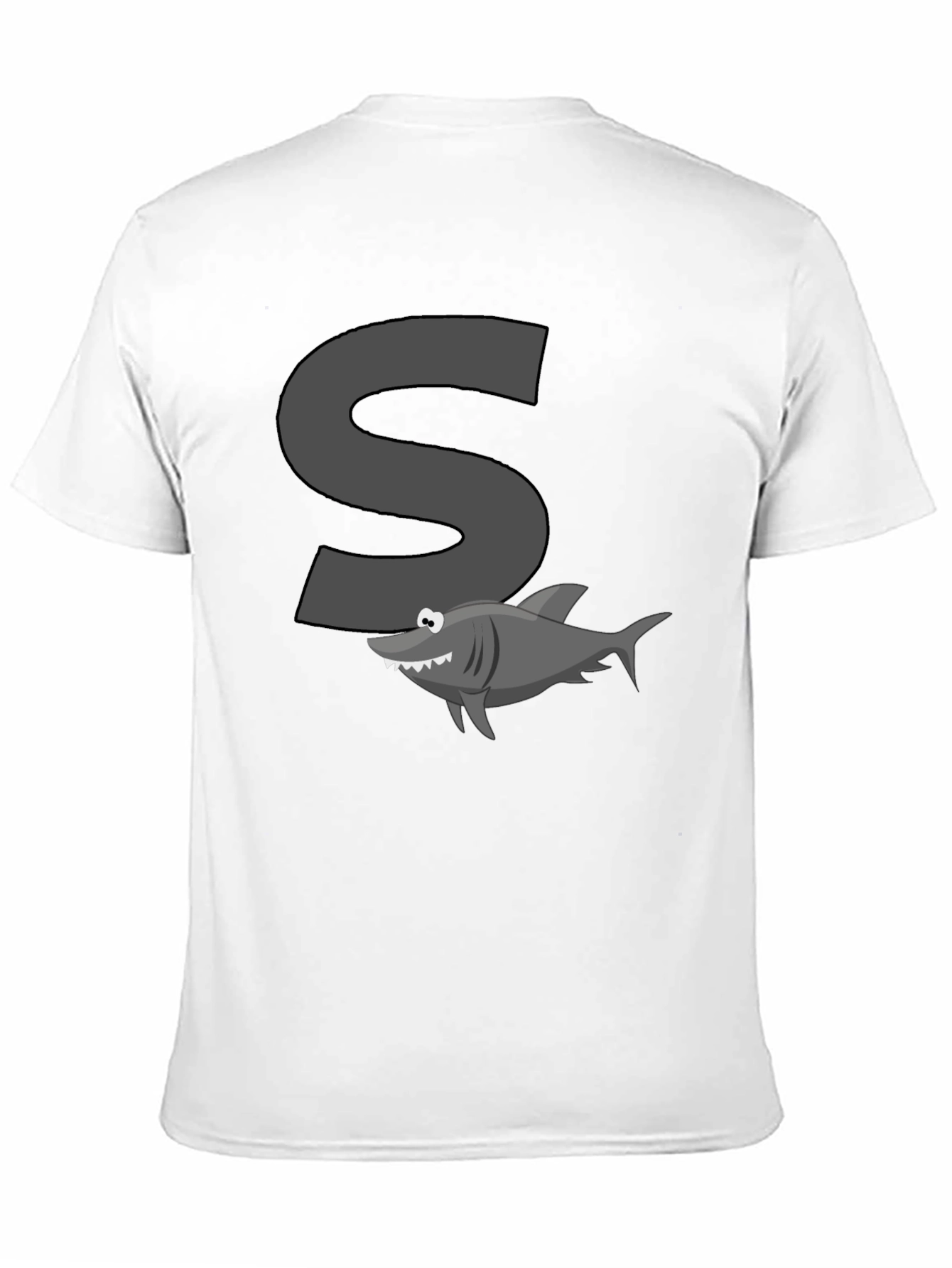Shark S Letter Cartoon Black T-Shirt