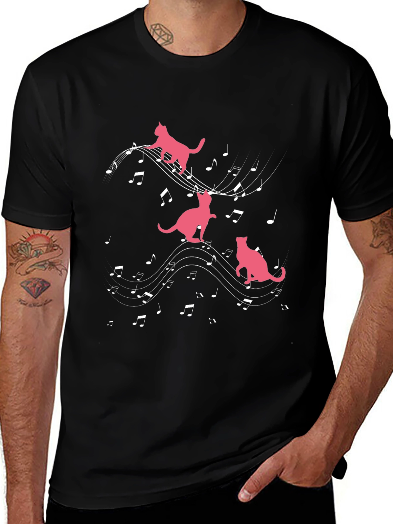 Musical Cats Black T-Shirt