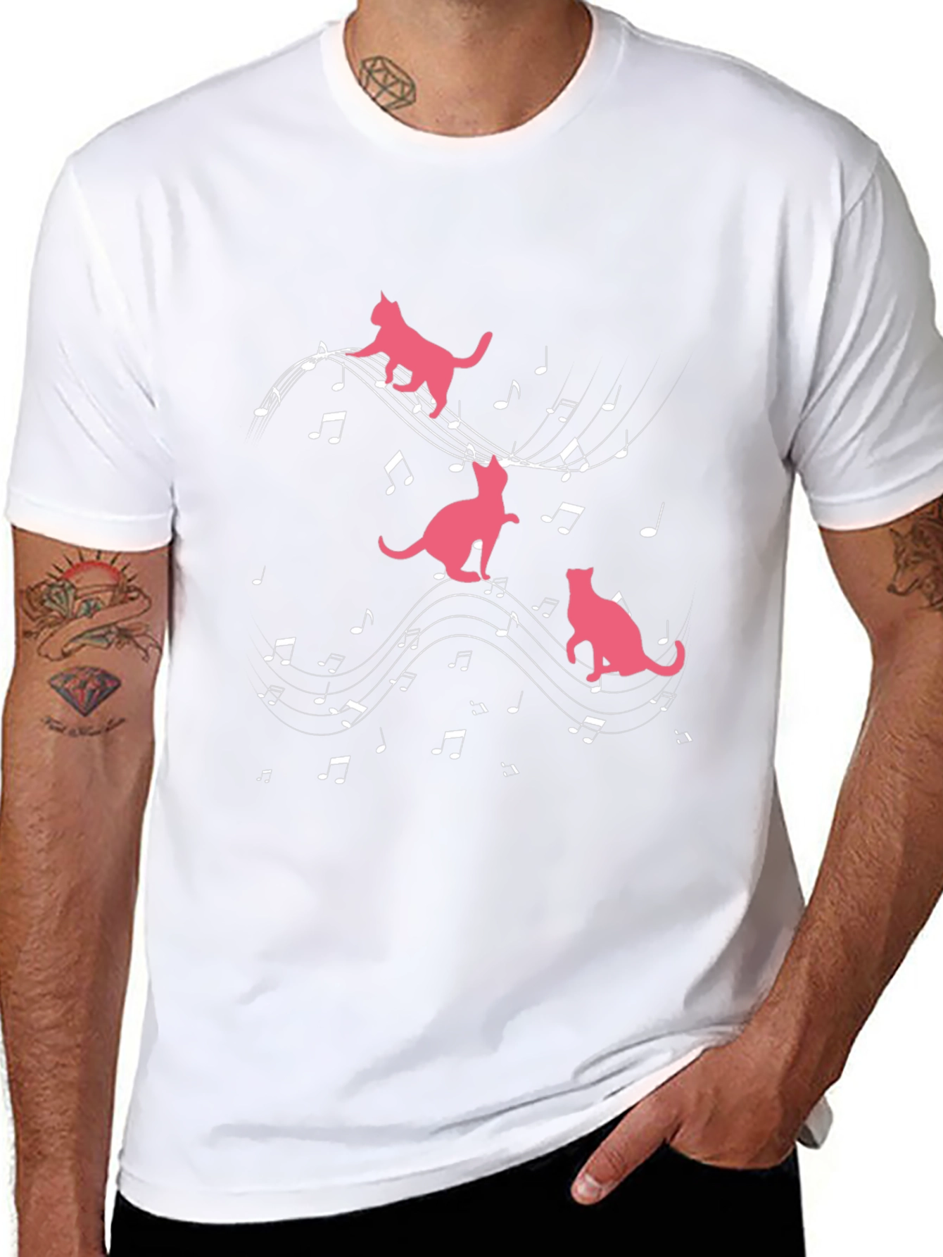 Musical Cats Black T-Shirt