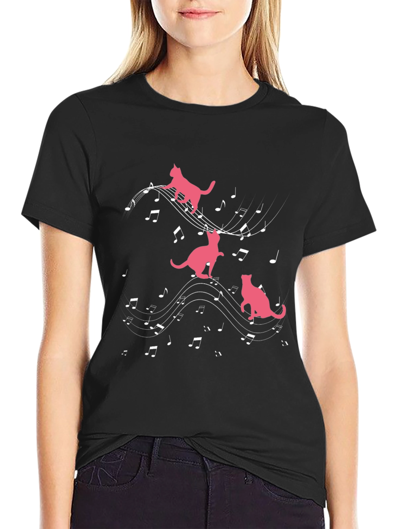 Musical Cats Black T-Shirt