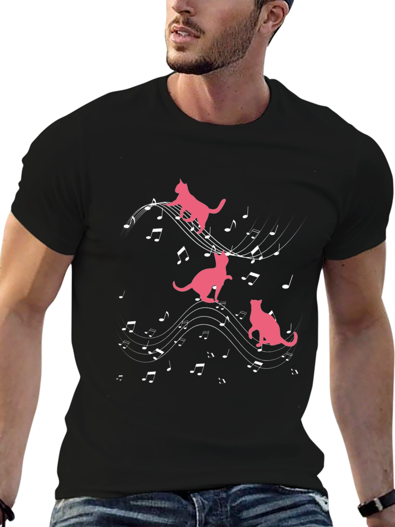 Musical Cats Black T-Shirt