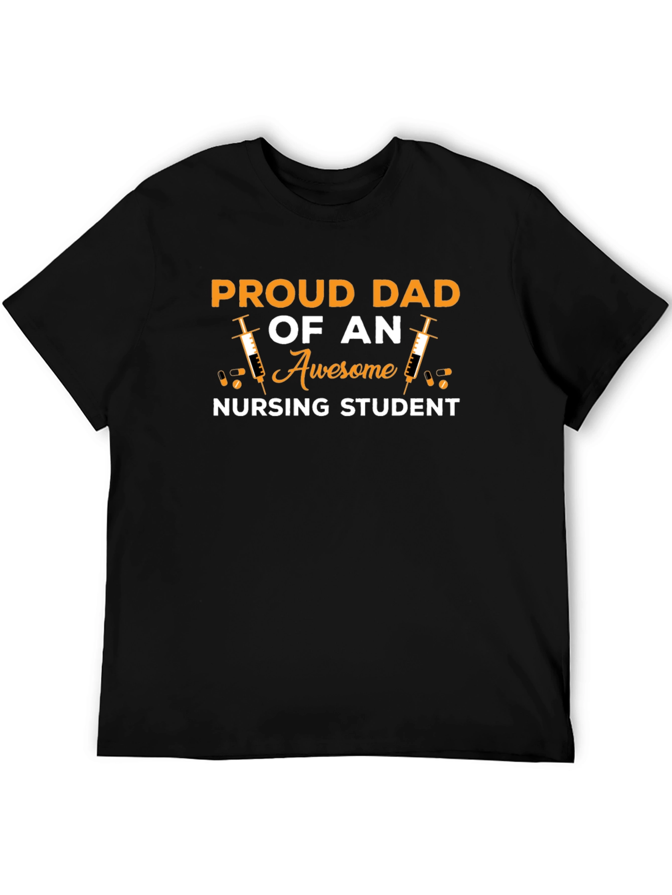 Proud Dad Nursing Student Black T-Shirt