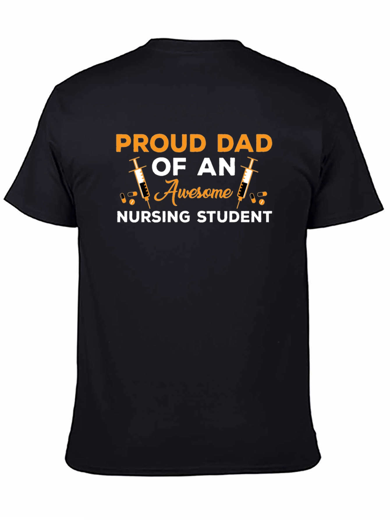 Proud Dad Nursing Student Black T-Shirt