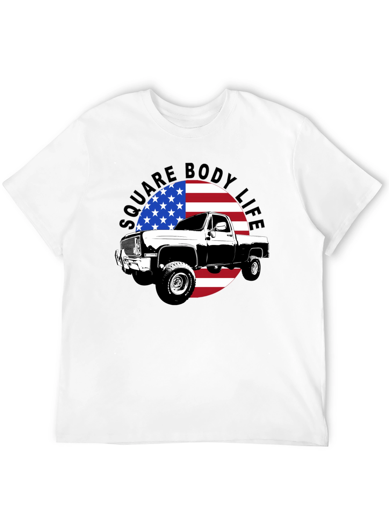 Square Body Life T-Shirt - American Flag Design