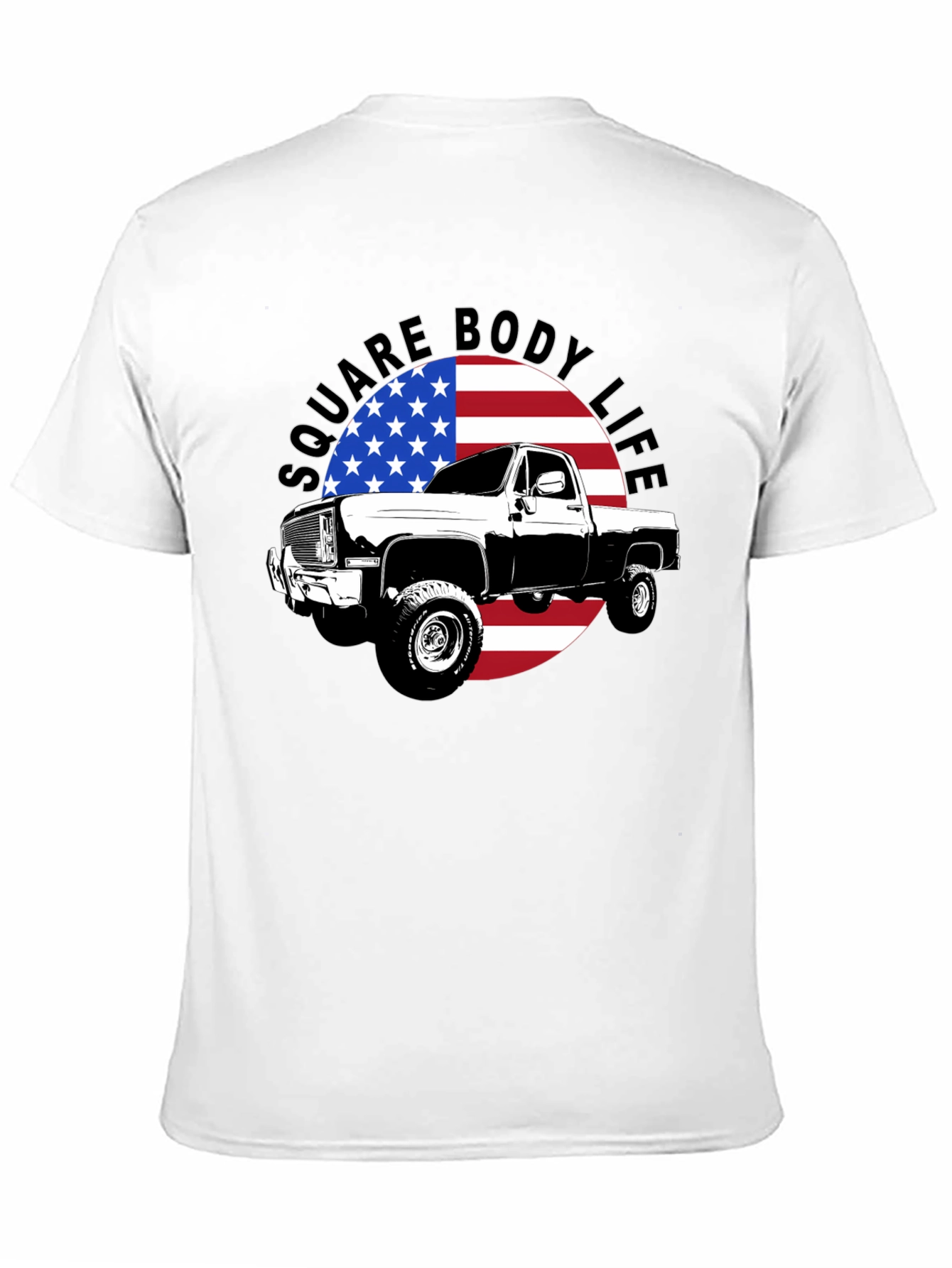 Square Body Life T-Shirt - American Flag Design