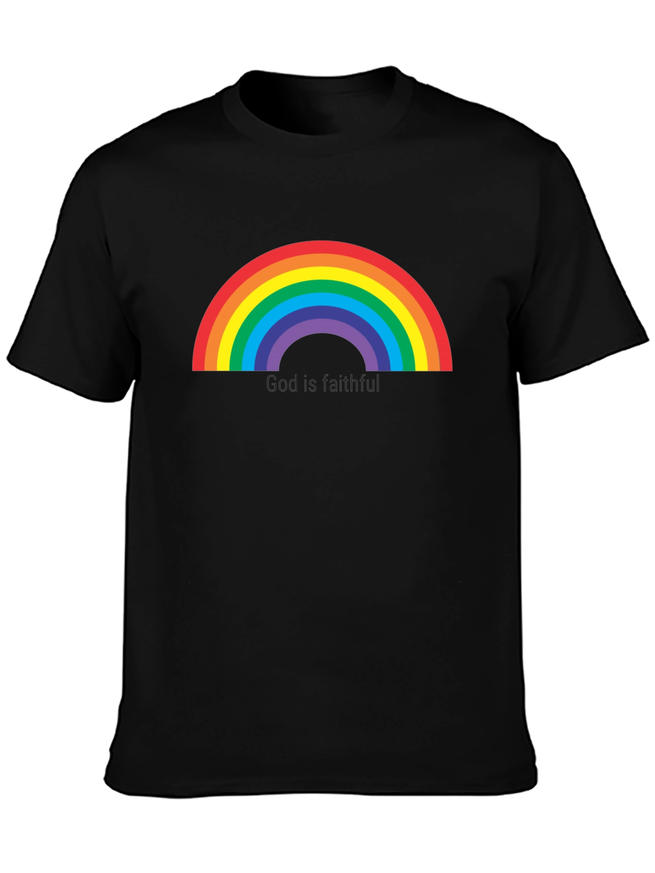 Rainbow Graphic Tee - God is Faithful