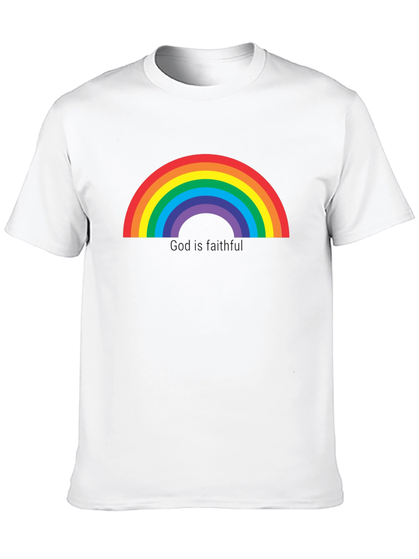 Rainbow Graphic Tee - God is Faithful