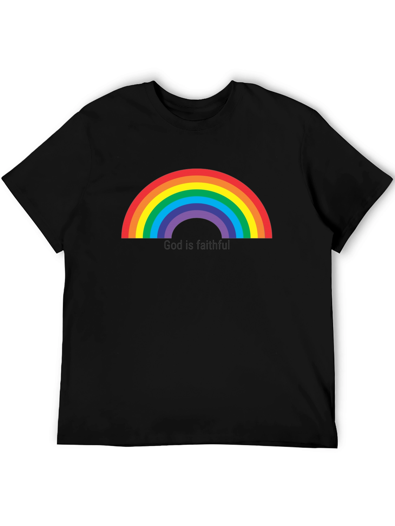 Rainbow Graphic Tee - God is Faithful