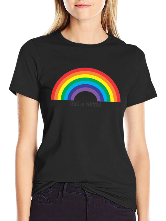 Rainbow Graphic Tee - God is Faithful