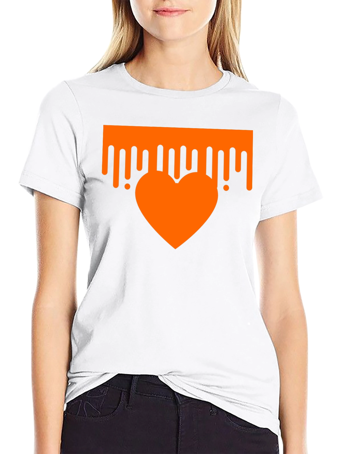 Dripping Heart Graphic Tee - Trendy Black T-Shirt