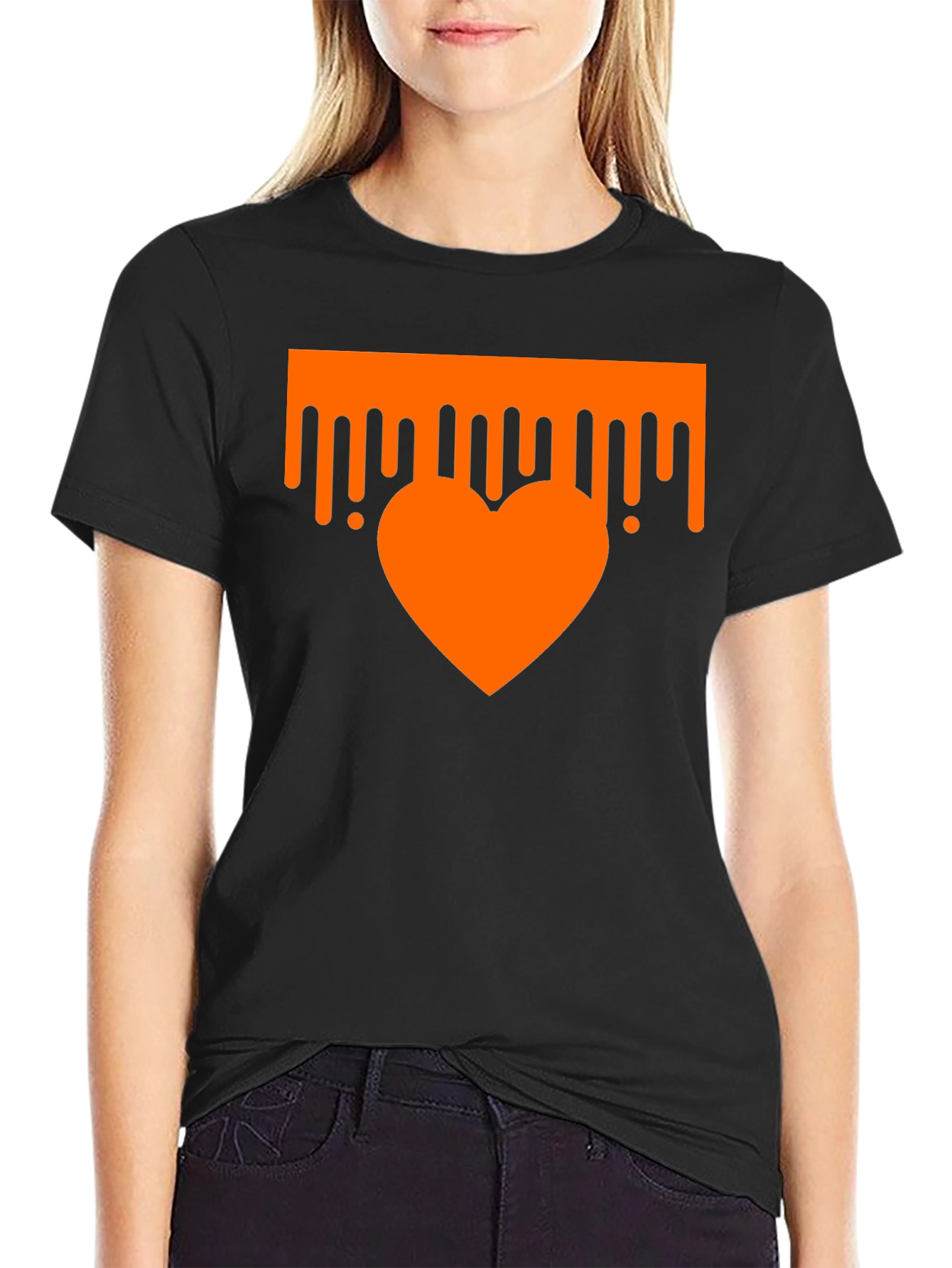 Dripping Heart Graphic Tee - Trendy Black T-Shirt