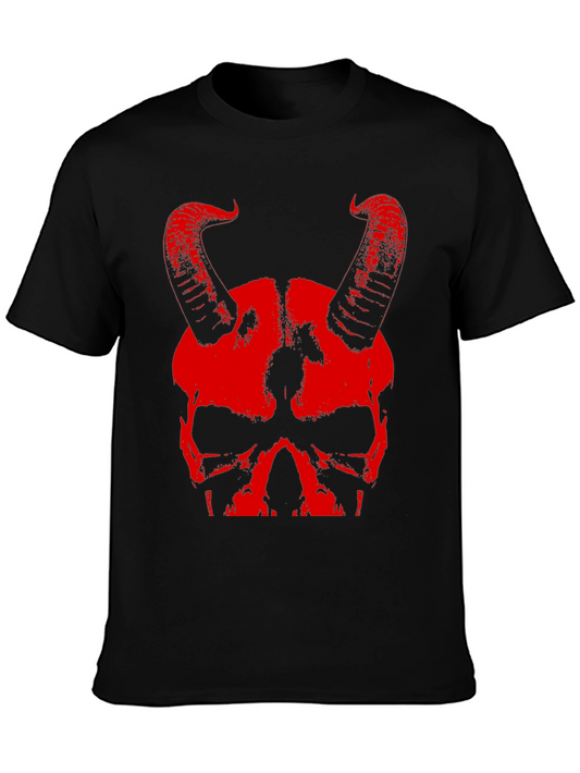 Skull & Horns Graphic T-Shirt - Devilish Design