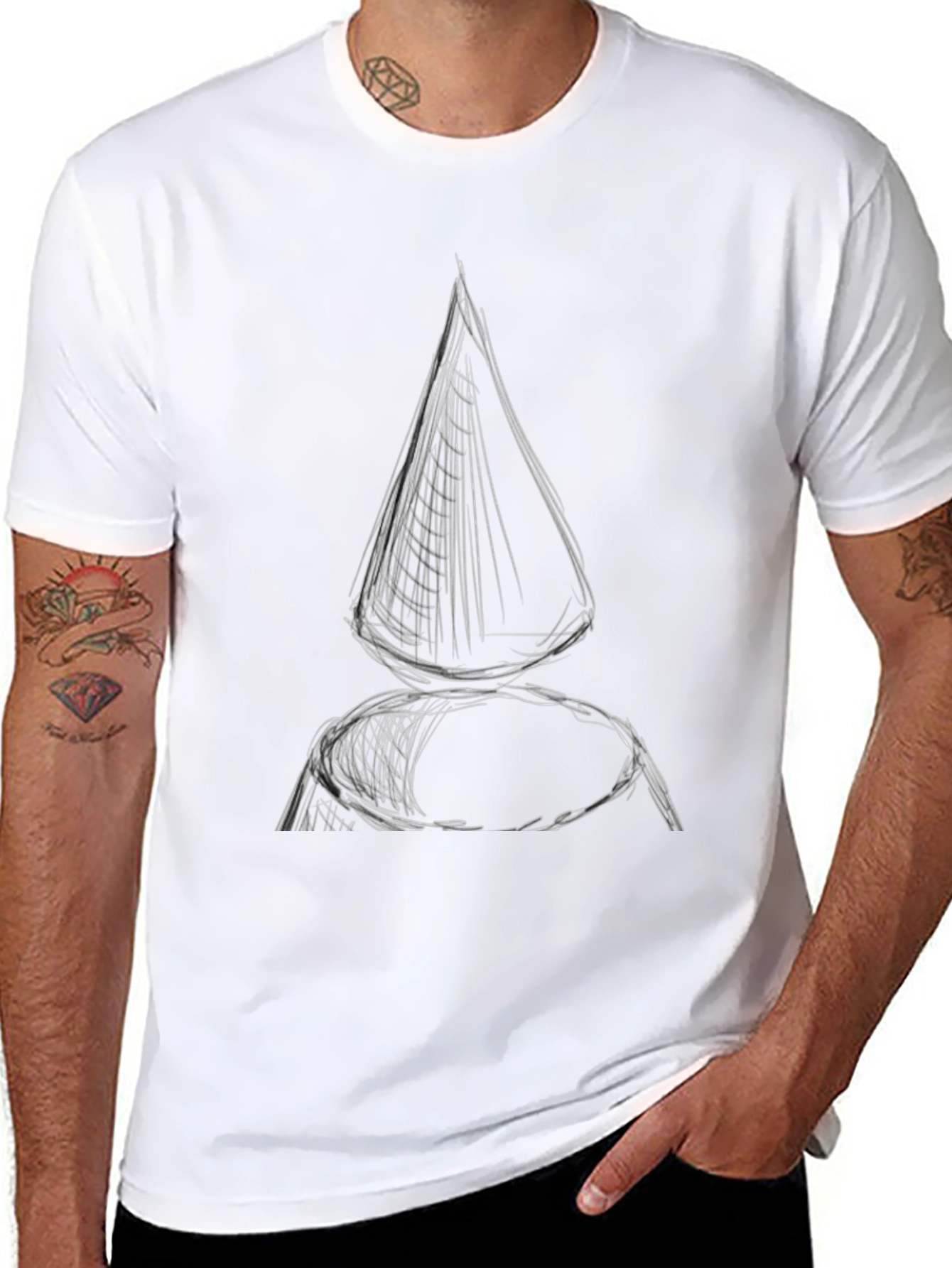 Abstract Sketch Black Cotton T-Shirt