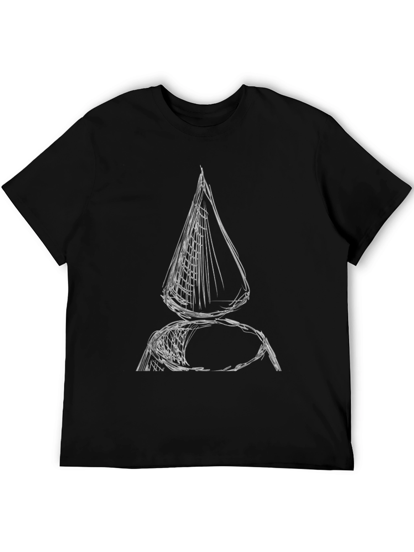 Abstract Sketch Black Cotton T-Shirt