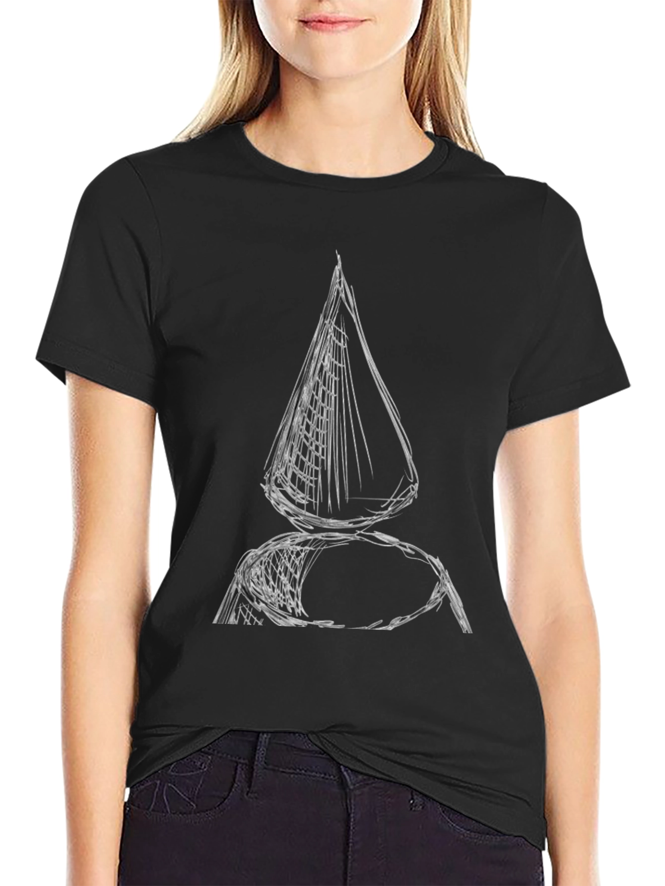 Abstract Sketch Black Cotton T-Shirt