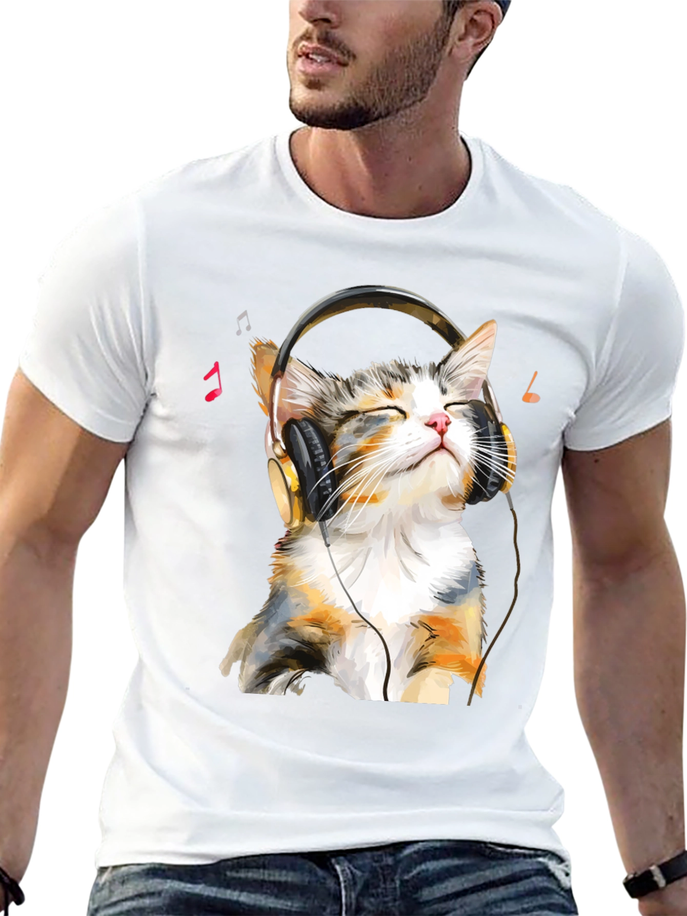 Cool Cat Headphones Graphic Tee