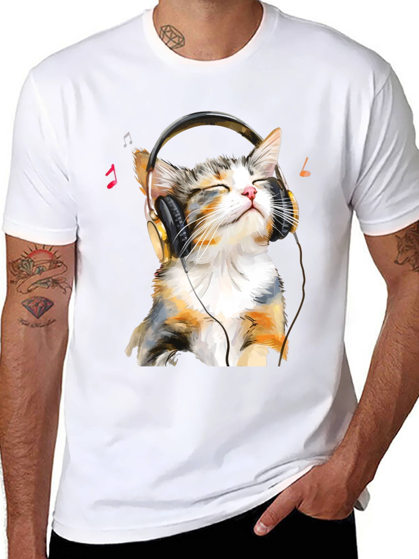 Cool Cat Headphones Graphic Tee