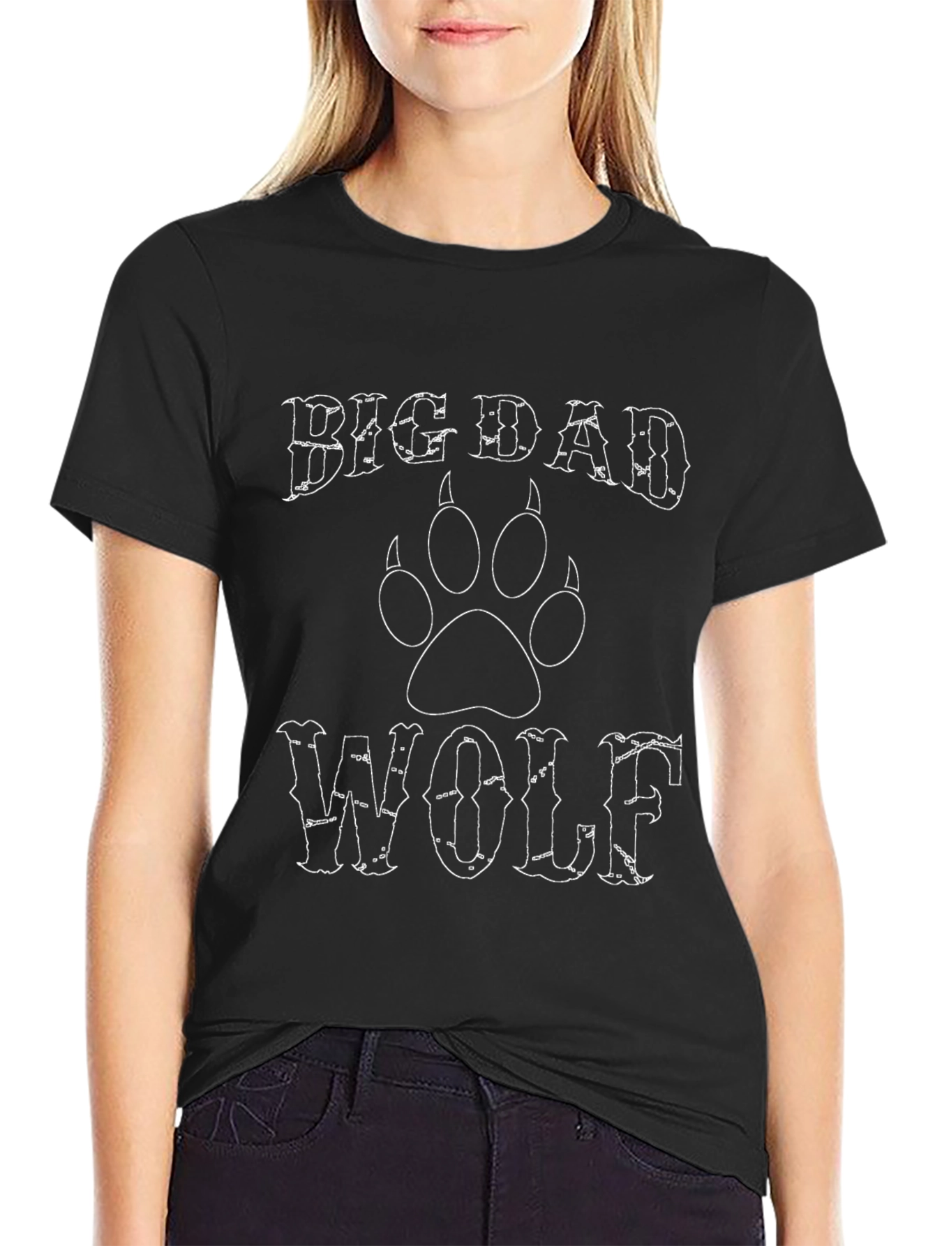Big Dad Wolf Graphic Tee - Black Cotton T-Shirt