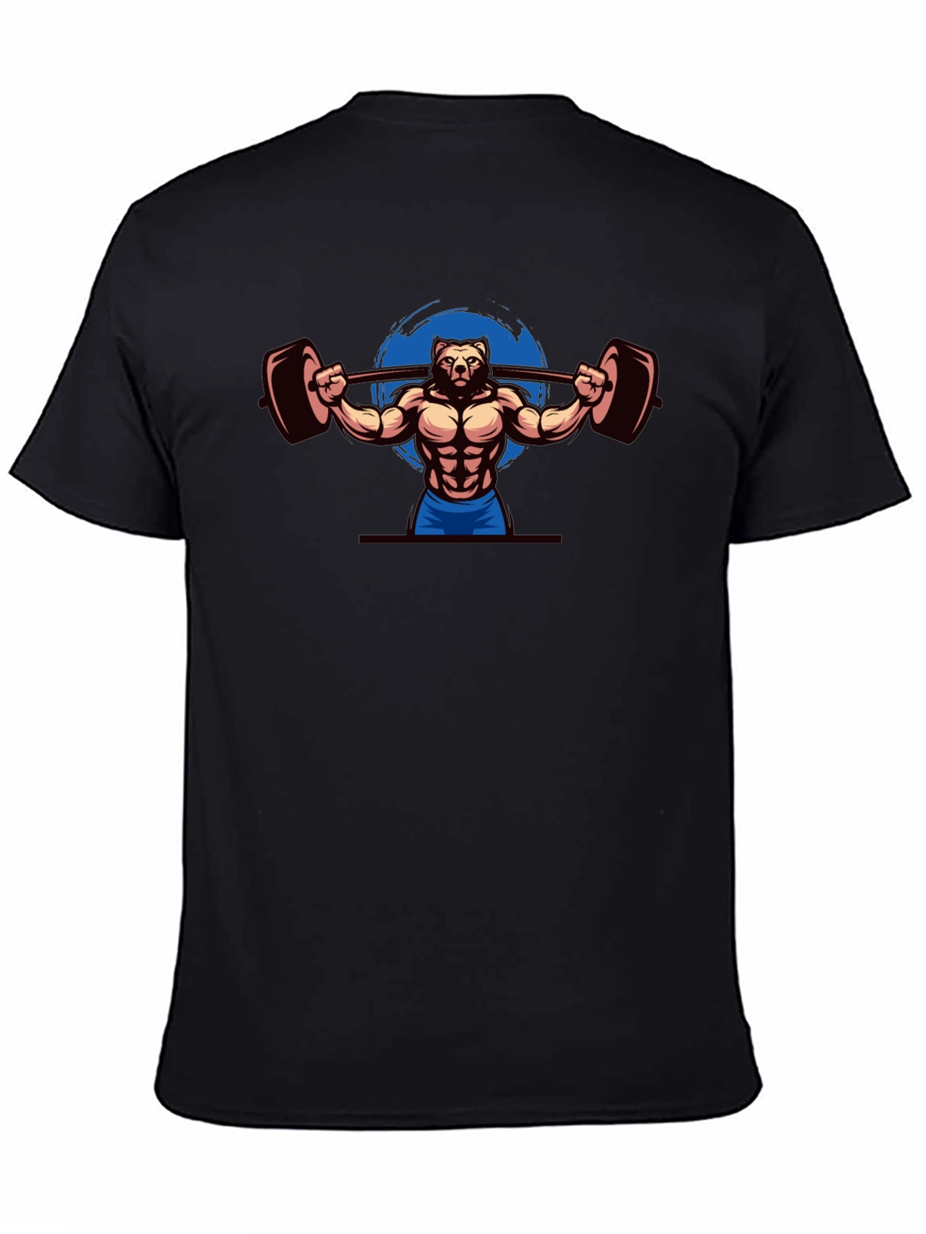 Bear Gym Black T-Shirt - Weightlifting Design