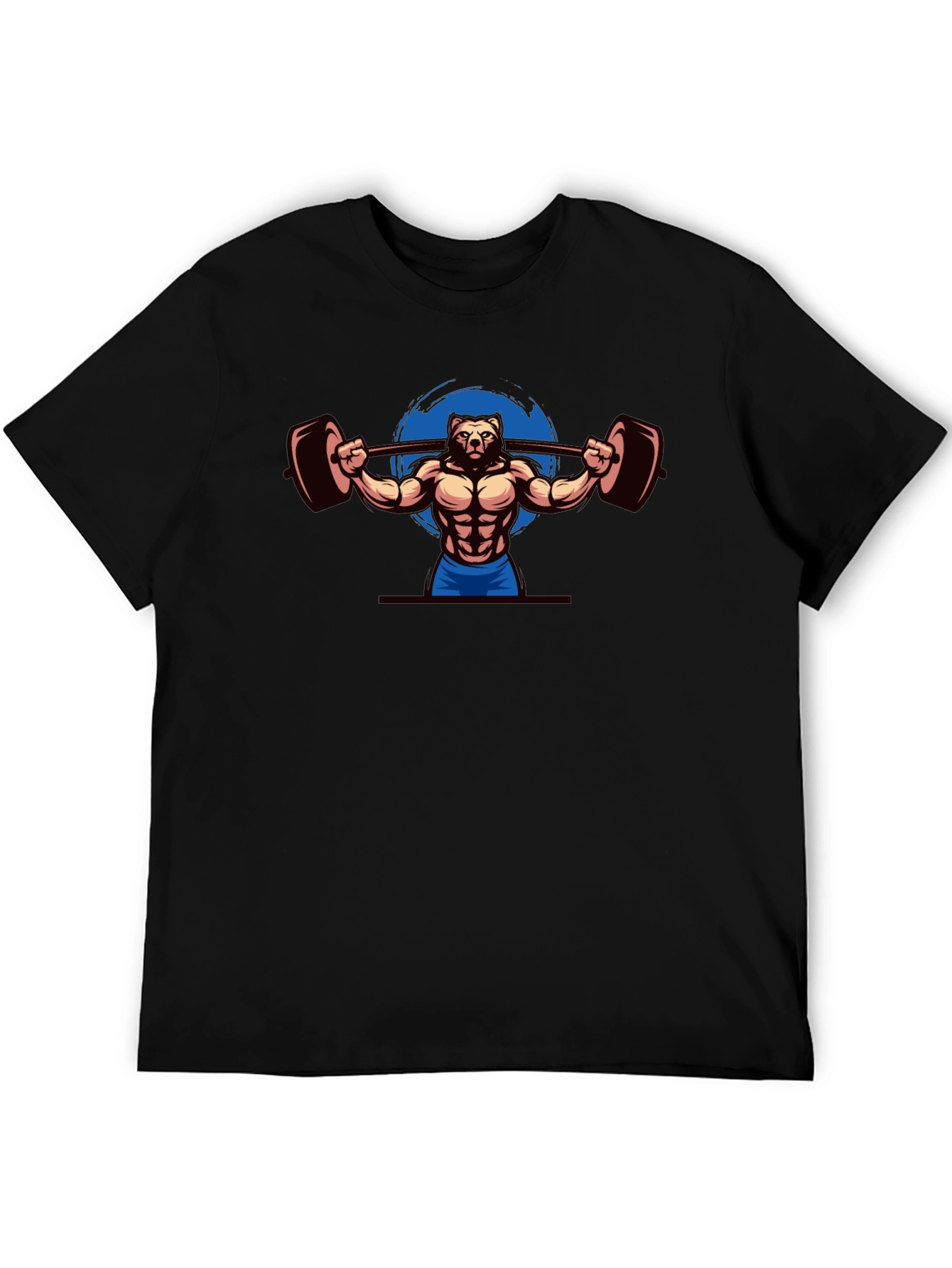 Bear Gym Black T-Shirt - Weightlifting Design