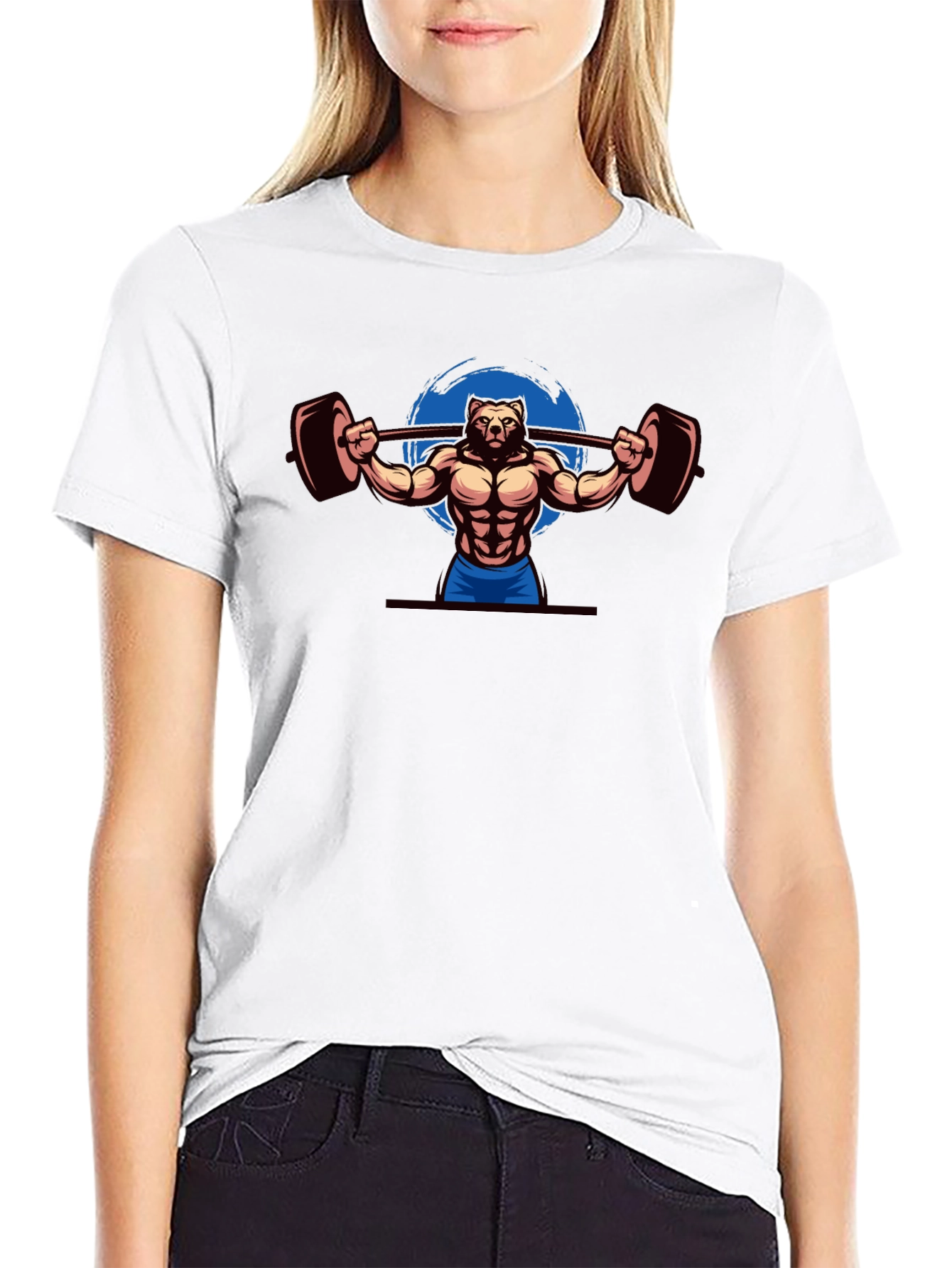Bear Gym Black T-Shirt - Weightlifting Design