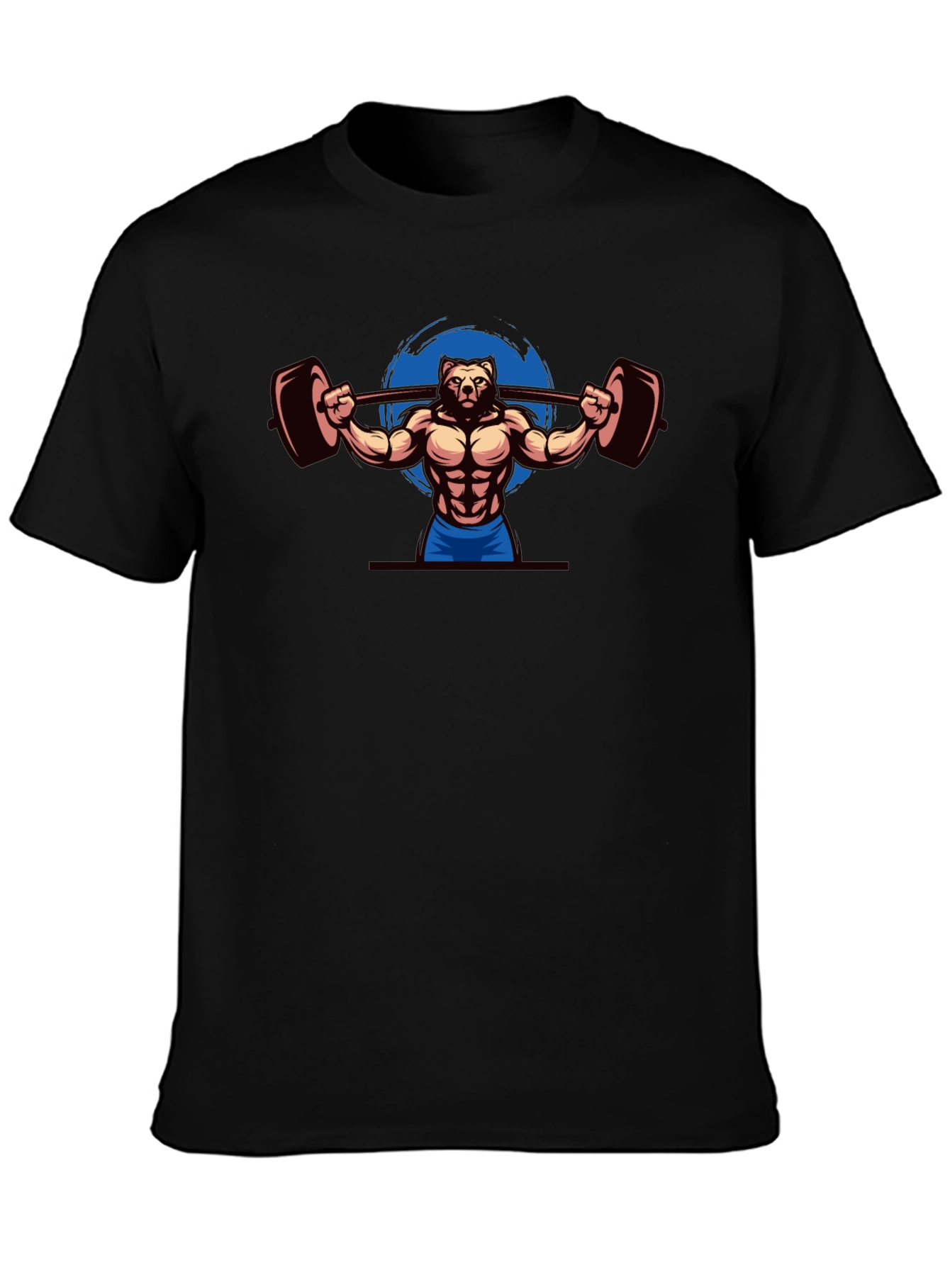 Bear Gym Black T-Shirt - Weightlifting Design