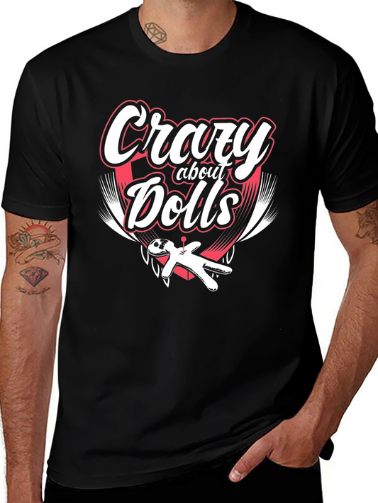 Crazy About Dolls Graphic Tee - Black Cotton Shirt