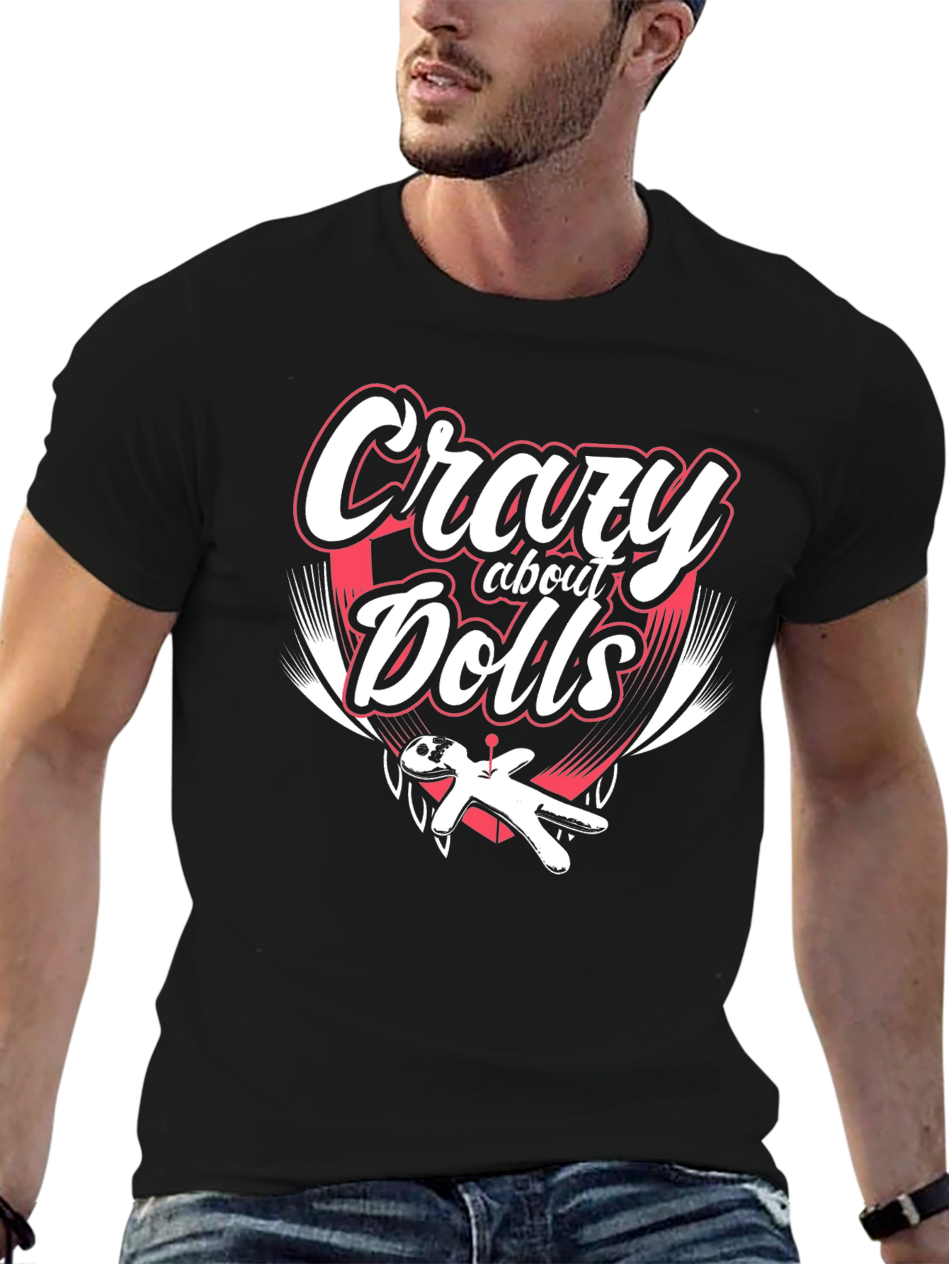 Crazy About Dolls Graphic Tee - Black Cotton Shirt