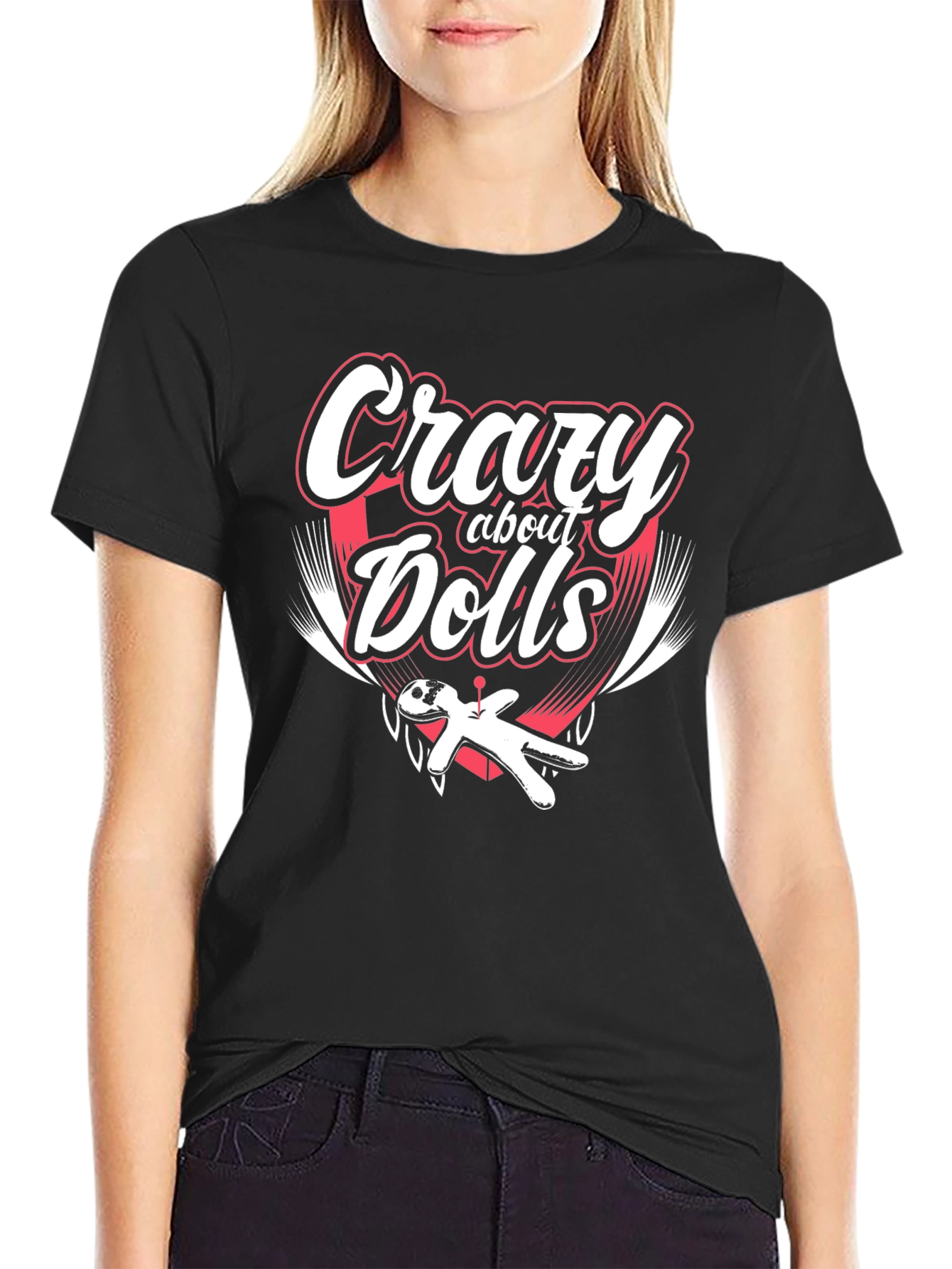 Crazy About Dolls Graphic Tee - Black Cotton Shirt