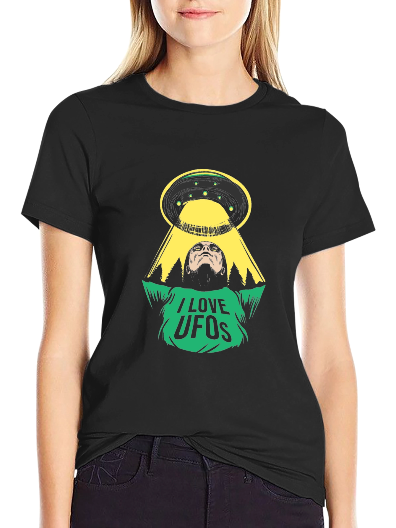 I Love UFOs Graphic Tee - Alien Abduction T-Shirt