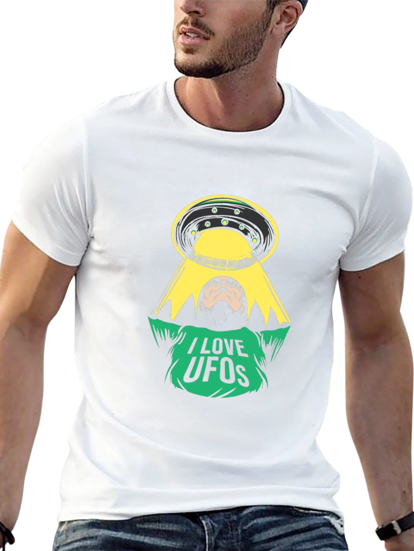 I Love UFOs Graphic Tee - Alien Abduction T-Shirt