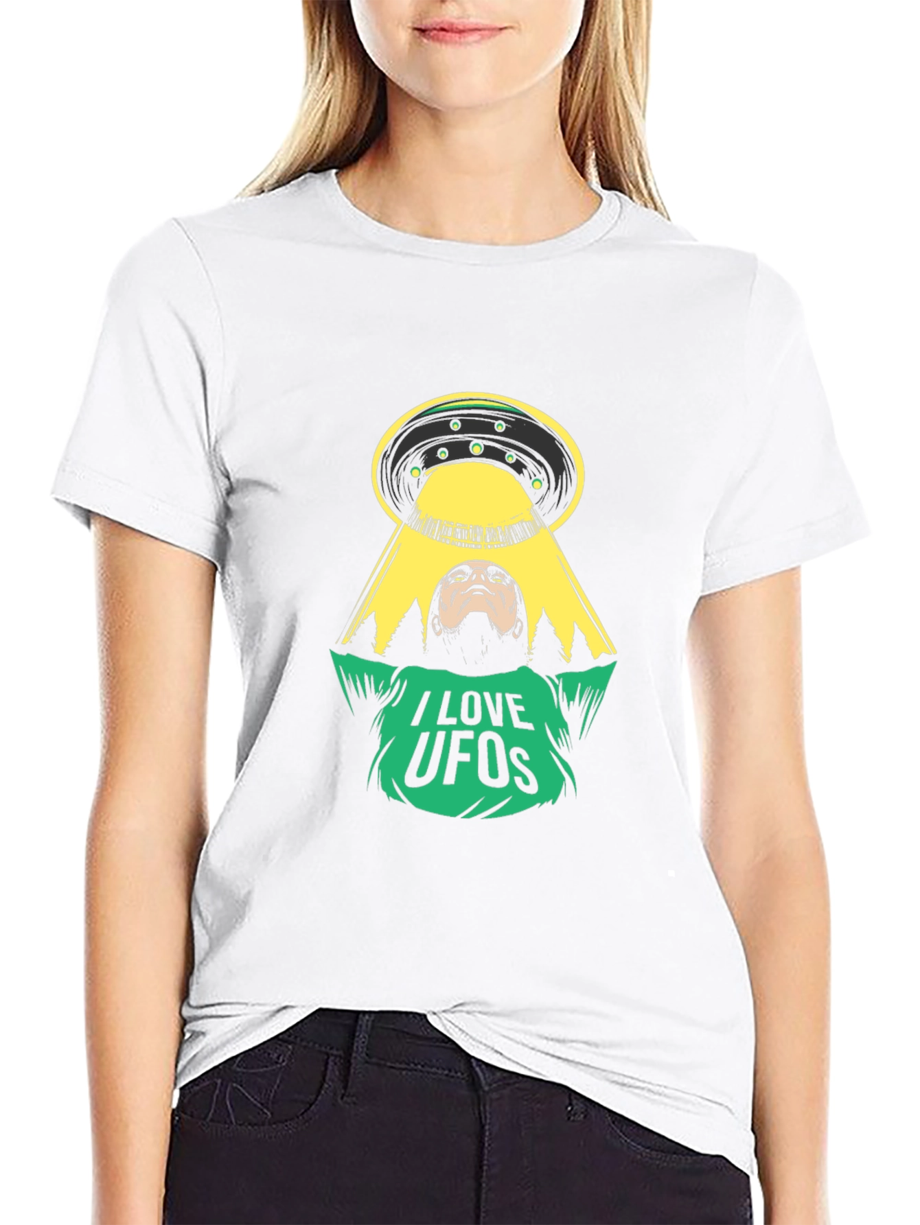I Love UFOs Graphic Tee - Alien Abduction T-Shirt
