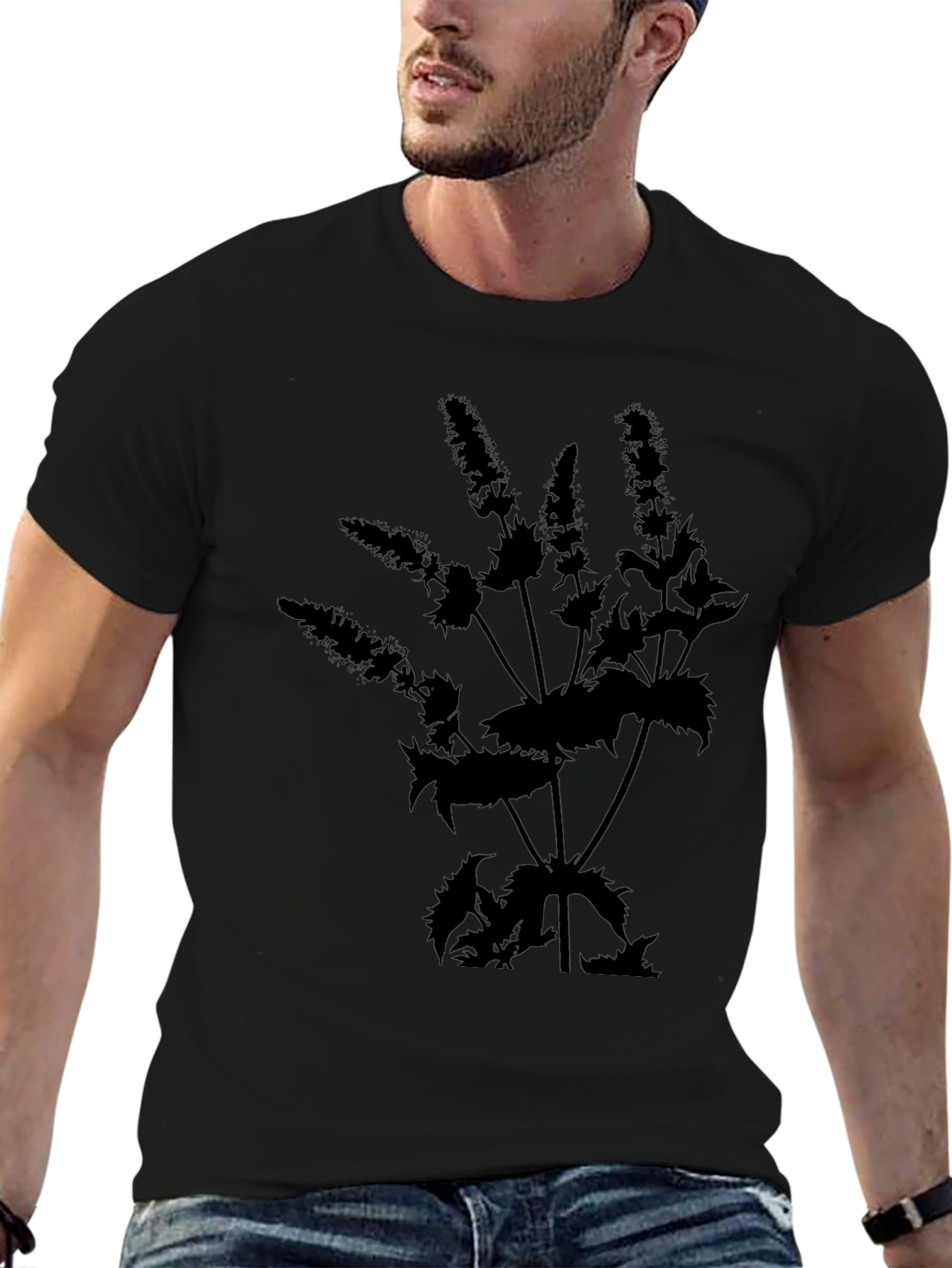 Botanical Black T-Shirt - Nature Inspired Tee