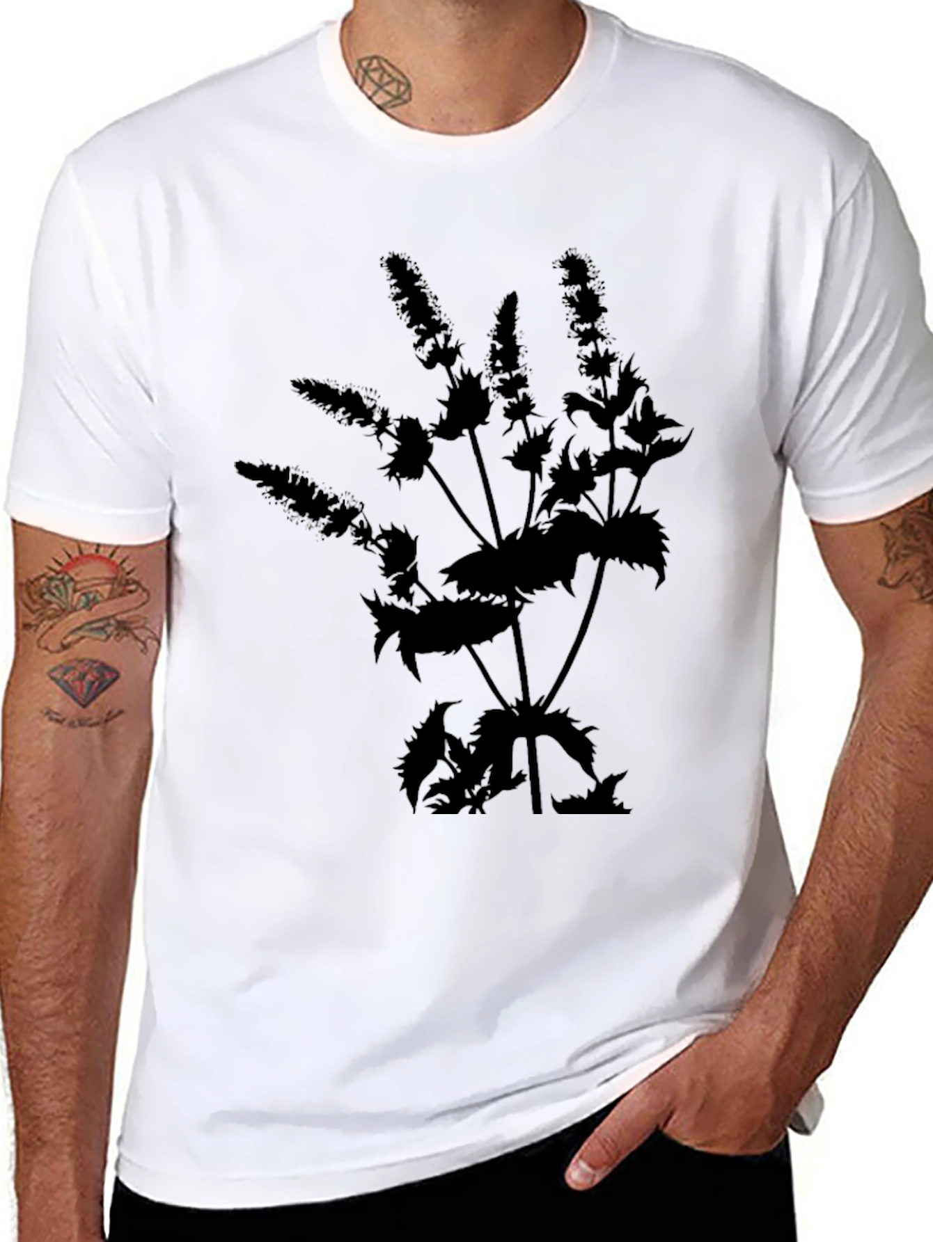 Botanical Black T-Shirt - Nature Inspired Tee