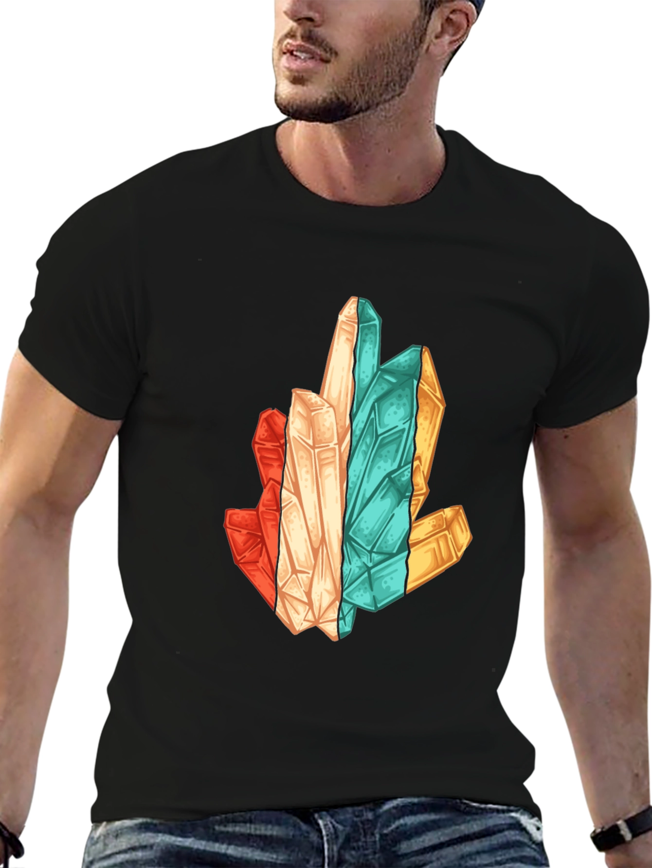 Crystal Cluster Graphic Print Black T-Shirt