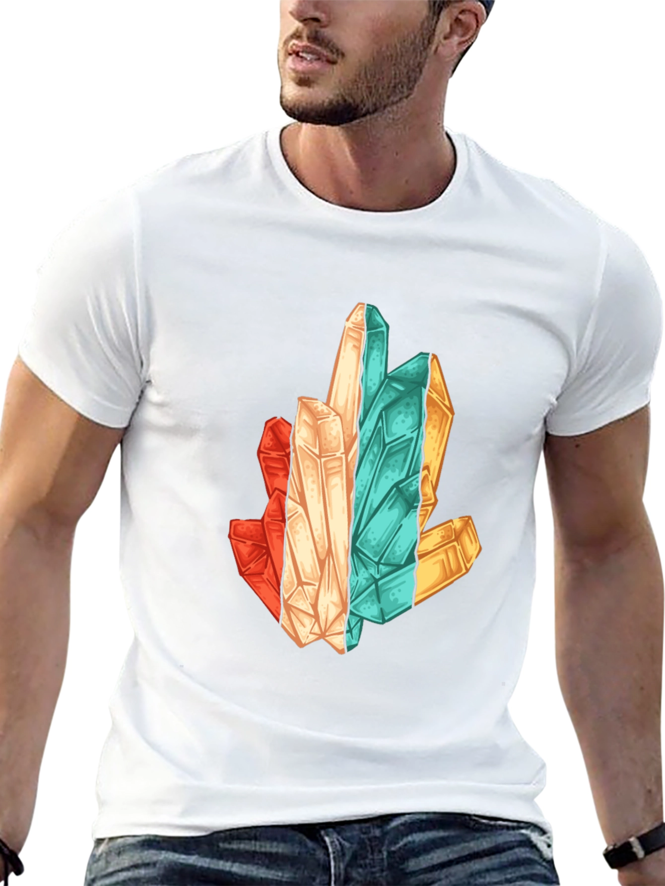 Crystal Cluster Graphic Print Black T-Shirt