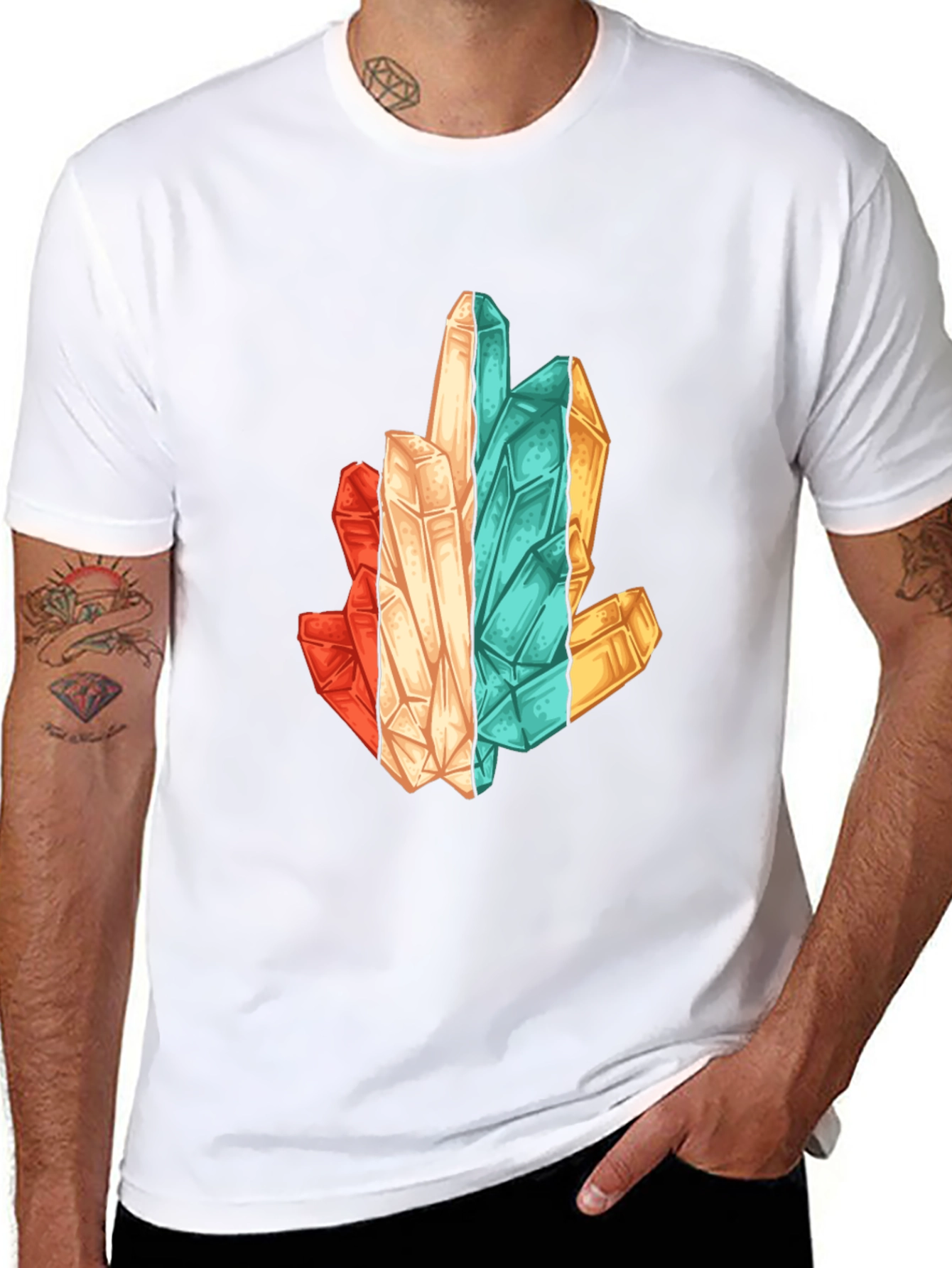 Crystal Cluster Graphic Print Black T-Shirt