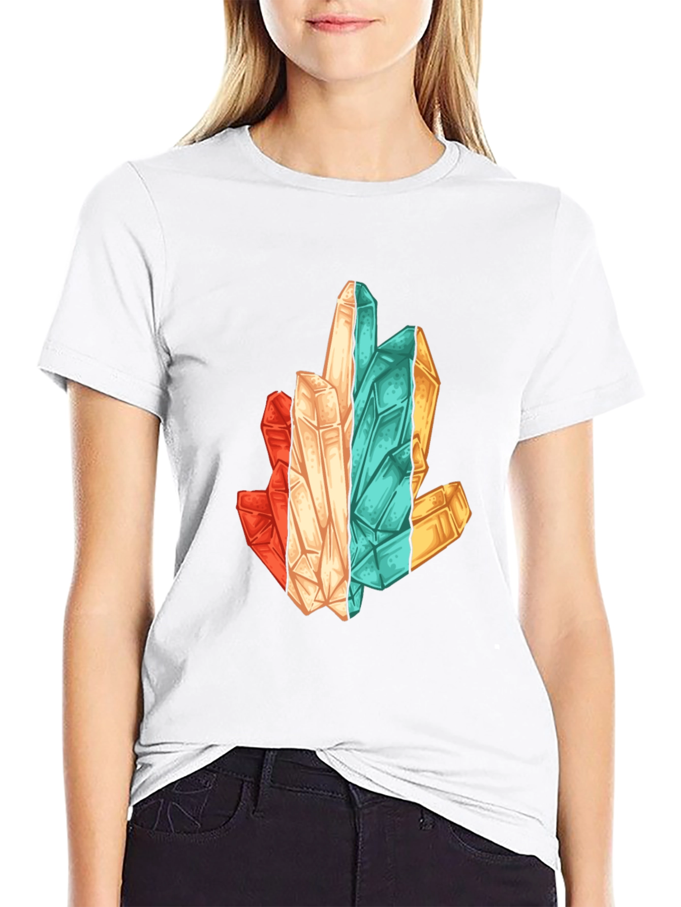Crystal Cluster Graphic Print Black T-Shirt